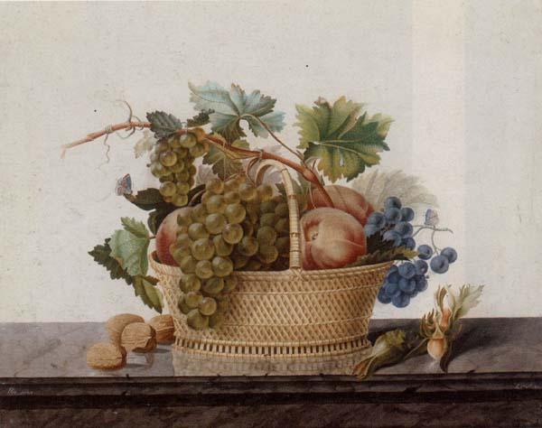 Madame Elie Still life of fruit in a bowl,upon a stone ledge Sweden oil painting art